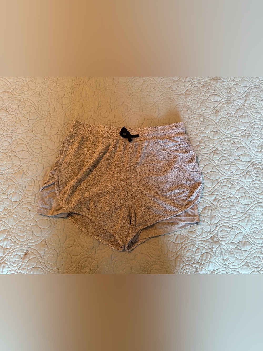 ZYIA Heathered Gray Women's Lounge Shorts with Black Drawstring
